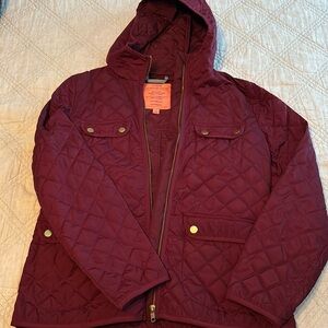 J.Crew burgundy quilted field jacket